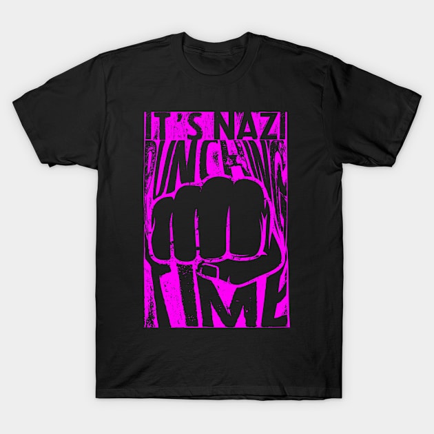 Nazi Punching Pink T-Shirt by T73Designs